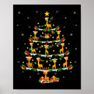 Affiche Animaux domestiques Noël éclaire Père Noël Giraffe