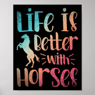 Affiche Animaux Équitation Vie-Cadeau Mieux Avec H