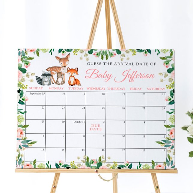 Affiche Animaux et Rose Rose Guess Date d'échéance Calendr (Créateur téléchargé)