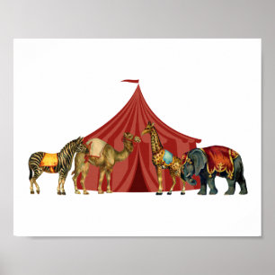 Affiche Animaux et tente de cirque