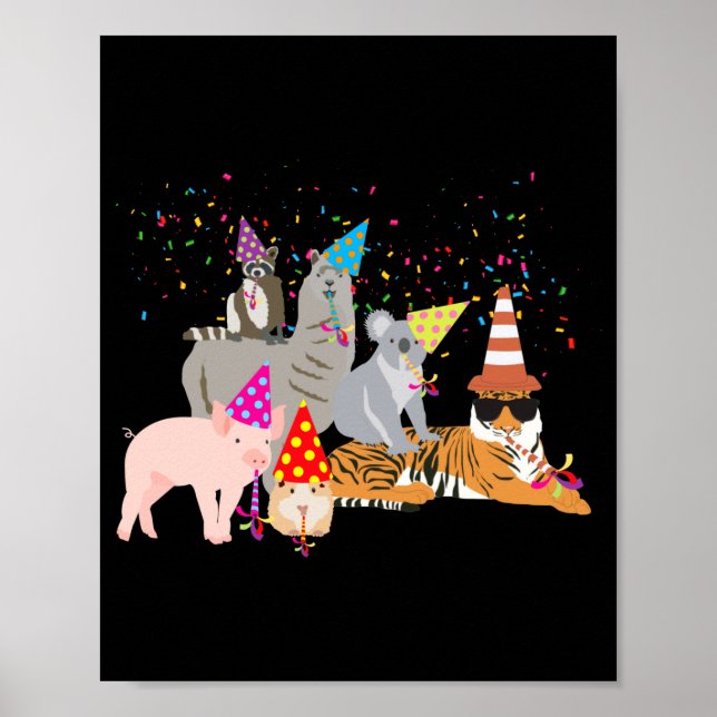 Affiche Animaux faisant la fête Animaux mignons faisant la (Devant)