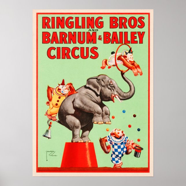 Affiche ANIMAUX FORMÉS Sonnerie Bros Barnum Bailey Circus (Devant)