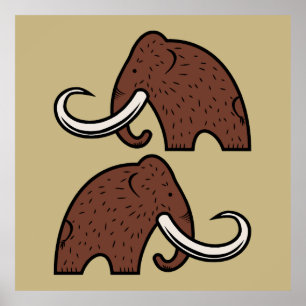 Affiche Animaux géants : dessin animé de mammouths disparu