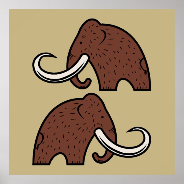 Affiche Animaux géants : dessin animé de mammouths disparu (Devant)