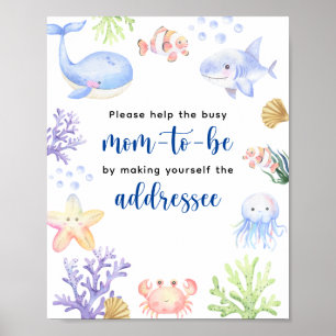 Affiche Animaux marins à l'aquarelle - Futur maman destina