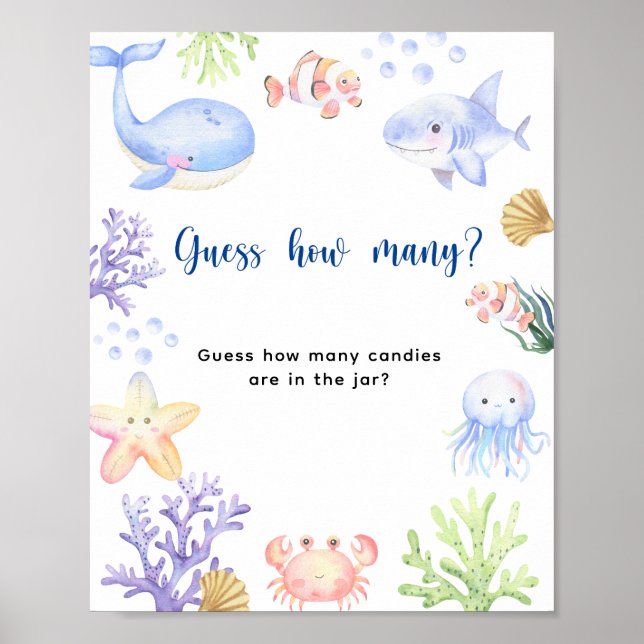 Affiche Animaux marins - Combien de bonbons sont dans le b (Devant)