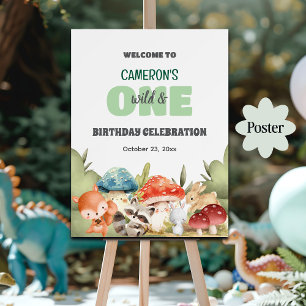 Affiche Animaux mignons de la forêt pour un anniversaire d