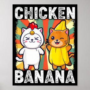 Affiche Animaux Mignons En Costumes De Poulet Et De Banane