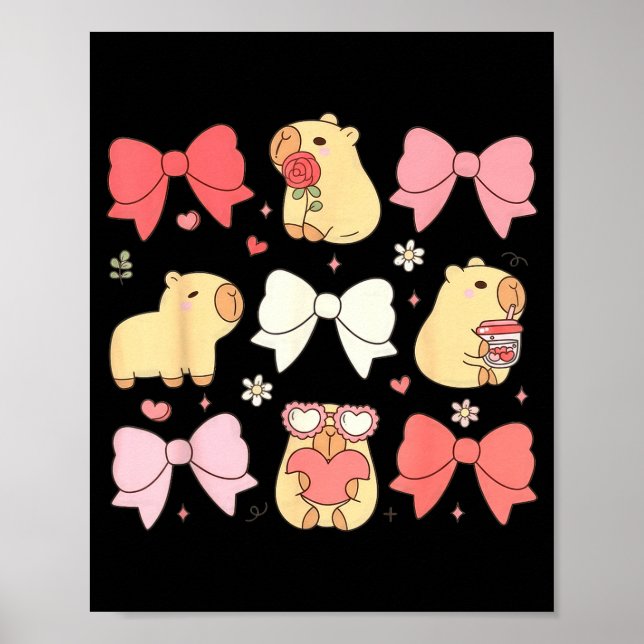 Affiche Animaux Mignons Kawaii Et Rubans Nk Coquette Esthé (Devant)