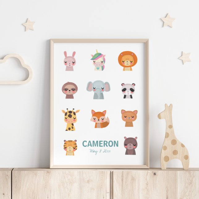 Affiche Animaux mignons Kawaii | Illustration de yoga Zen (Créateur téléchargé)