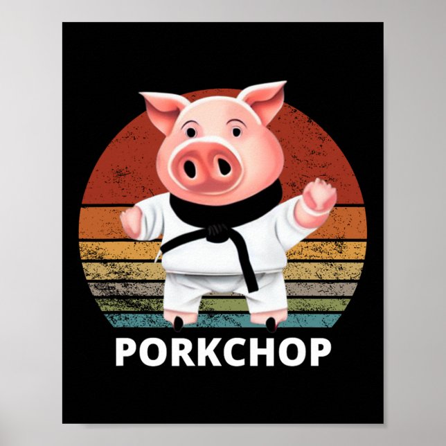 Affiche Animaux Puns Karate Porc Pun Chop (Devant)