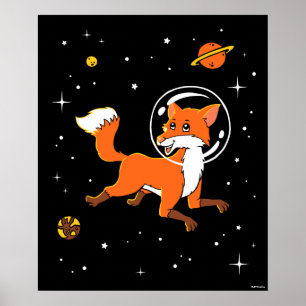 Affiche Animaux Renards Dans L'Espace