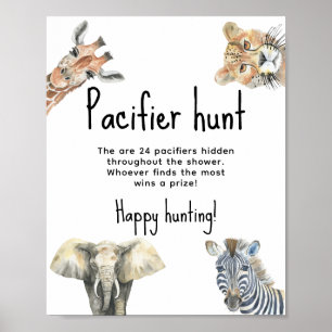 Affiche Animaux Safari - baby shower de chasse au Pacifiqu