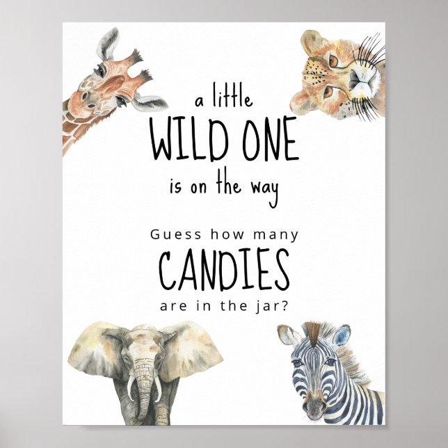 Affiche Animaux Safari - Combien de bonbons sont dans le b (Devant)