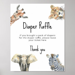 Affiche Animaux Safari - Diaper Raffle jeu