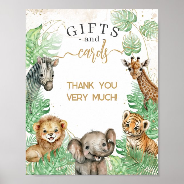 Affiche Animaux Safari Végétation tropicale Cadeaux Baby s (Devant)
