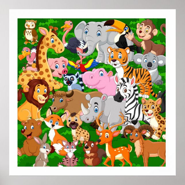 Affiche Animaux sauvages conviviaux Cute Salle pour enfant (Devant)