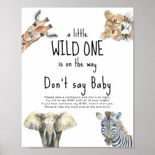 Affiche Animaux sauvages de safari - Ne dites pas bébé