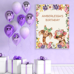 Affiche Animaux Sauvages Mignons Girafe Tigre Anniversaire