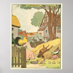 Affiche Animaux sur livre de contes de ferme