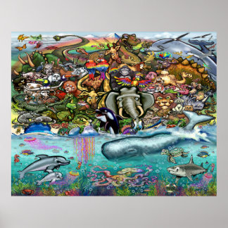 Affiche Animaux terrestres et marins
