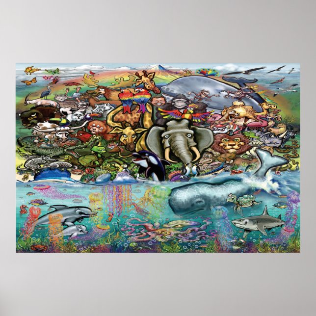 Affiche Animaux terrestres et marins (Devant)