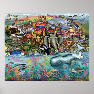 Affiche Animaux terrestres et marins