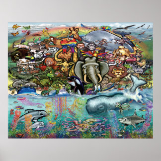 Affiche Animaux terrestres et marins