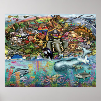 Affiche Animaux terrestres et marins