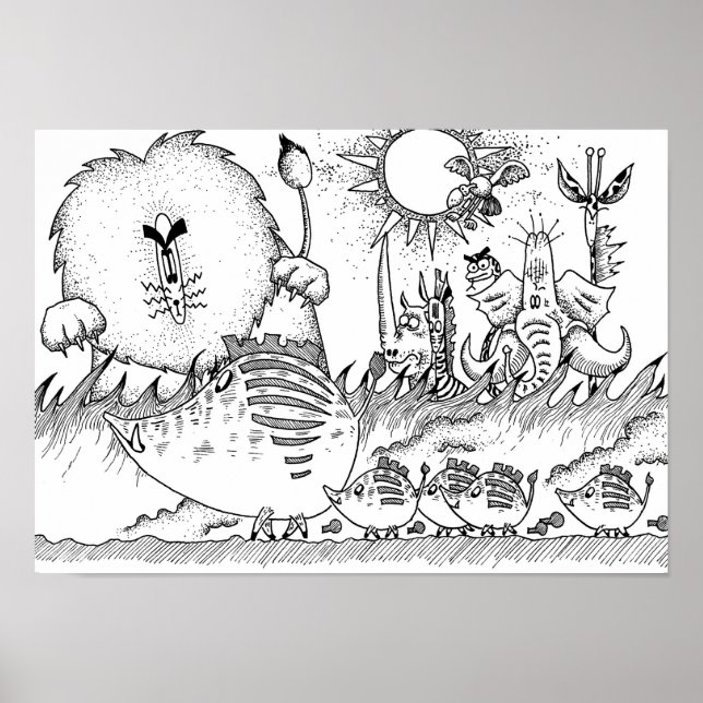 Affiche Animaux uniques de la savane. (Devant)
