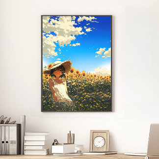 Affiche Anime Aesthetic Japanese Summer Sunflower Field