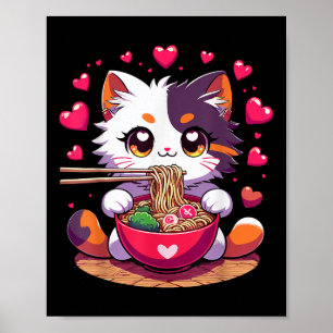 Affiche Anime Chat Manger Des Nouilles De Ramen Avec Le Co
