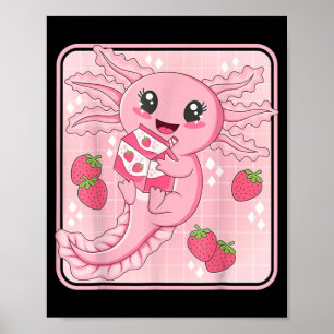 Affiche Anime de lait de fraise japonaise Kawaii Axolotl r