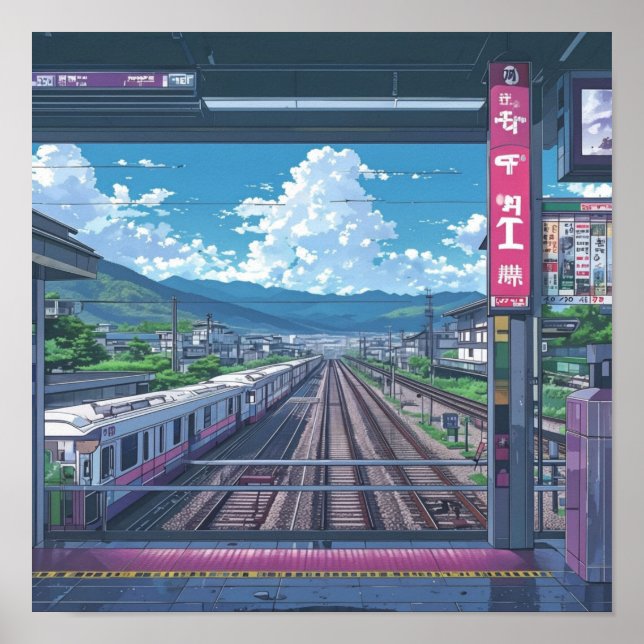 Affiche Anime esthétique à l'intérieur de la Gare Paysage  (Devant)