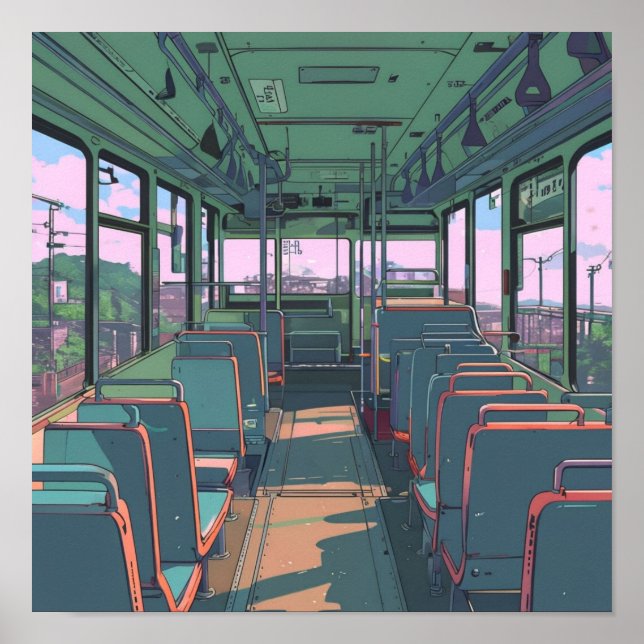 Affiche Anime esthétique à l'intérieur d'un bus Paysage Ar (Devant)
