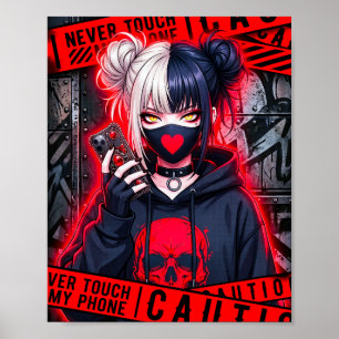 Affiche Anime Fille "Ne touchez jamais à mon télép