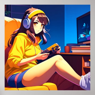 Affiche Anime Girl avec casque