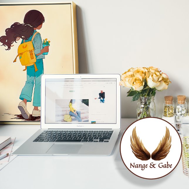 Affiche Anime Girl avec sac à dos et fleurs jaunes (Captivating anime girl, walking with a yellow backpack.)