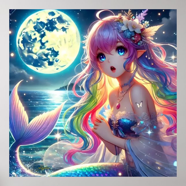Affiche Anime Girl chanter Moonlight Pixie Rainbow Mermaid (Devant)