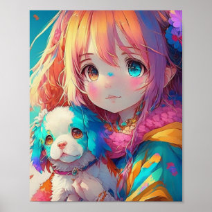 Affiche Anime Girl with Puppy