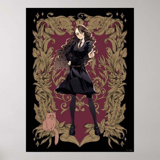 Affiche Anime Hermione Granger Cadre Orné (Devant)