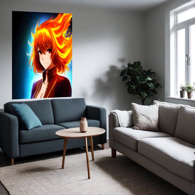 Affiche Anime jeune femme orange cheveux | Art AI (Créateur téléchargé)
