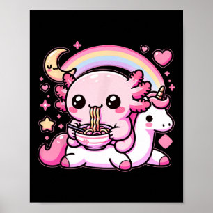 Affiche Anime Kawaii Axolotl Manger Ramen Noodles Enfants 