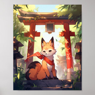 Affiche Anime Kitsune Cute Fox Imaginaire Art