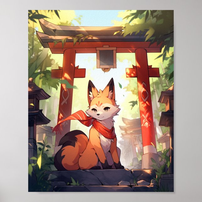 Affiche Anime Kitsune Cute Fox Imaginaire Art (Devant)