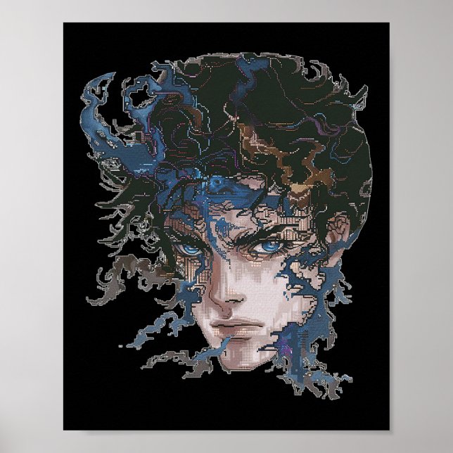 Affiche Anime Manga Motif Bleu yeux Art Anime (Devant)