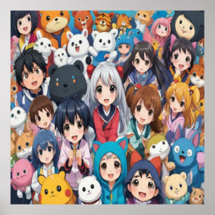 Affiche Anime manga pop art amants pop amoureux dessin ani