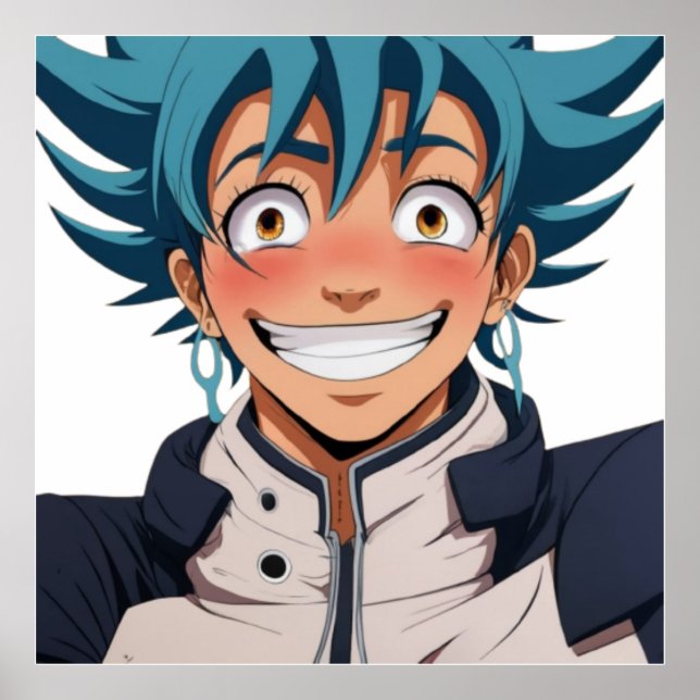 Affiche Anime manga pop art amoureux visage rires personna (Devant)