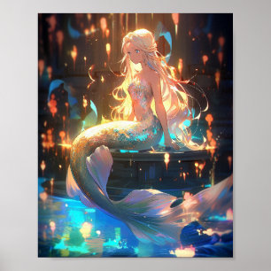 Affiche Anime Mermaid Girl Imaginaire Art