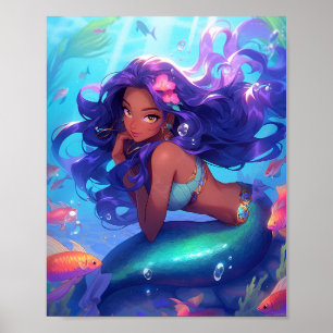 Affiche Anime Mermaid Girl Imaginaire Art